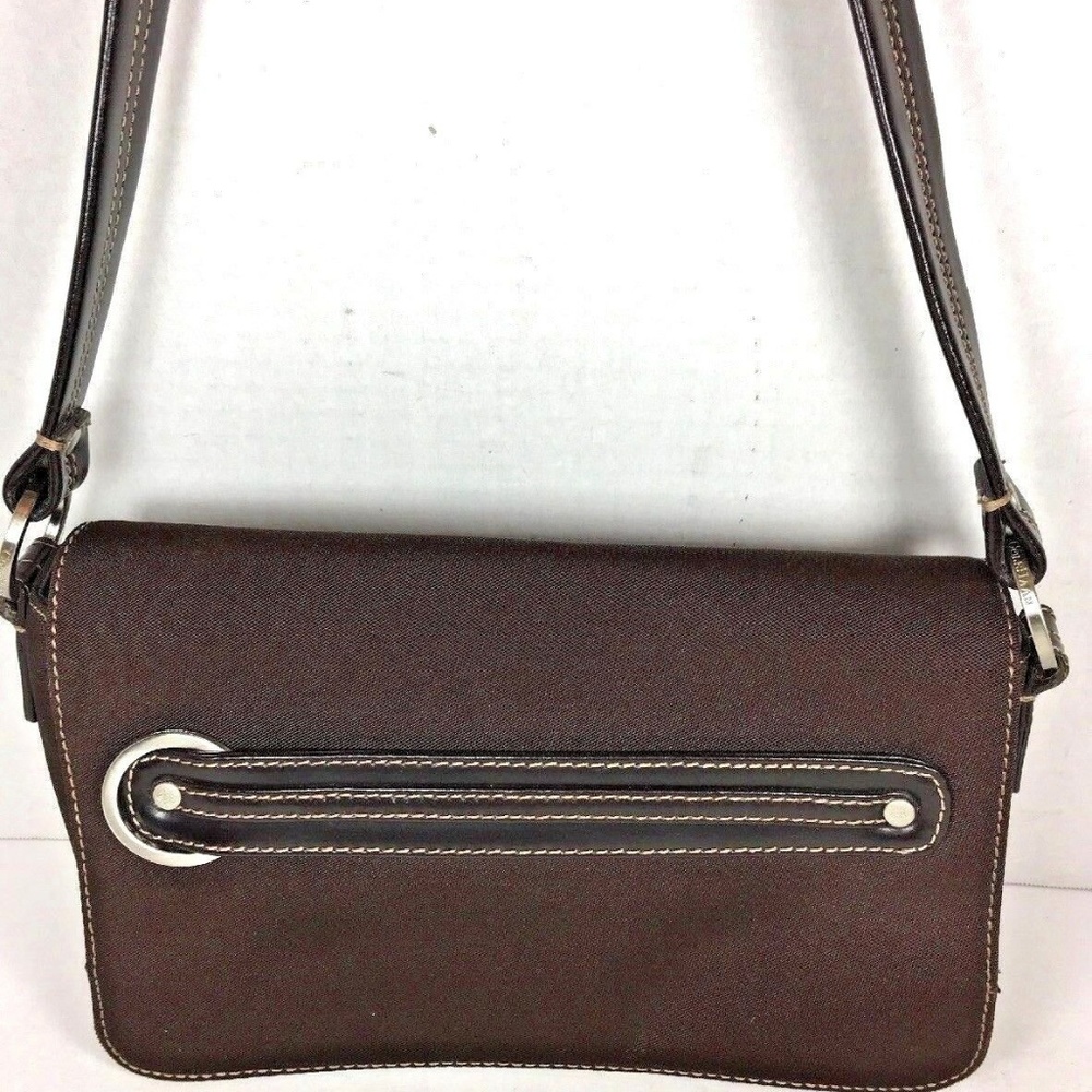 Cole Haan Brown Fabric Leather Trim Shoulder Bag